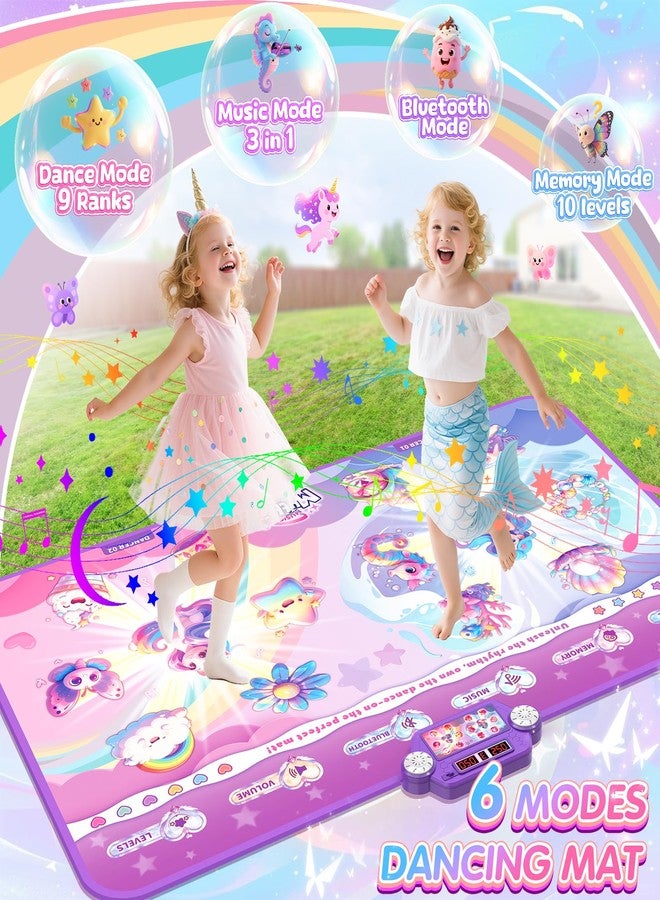 MUZREES Dance Mat, Bluetooth Dance Pad Toy with LED Lights, 2 Players Unicorn Dance Pad for Kids, Birthday Party Game Music Princess Gift Ideas for Girls 3-12 - Image 2